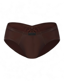 BSZN Liquid Skin Ruched-Back Brief in brown, product front view