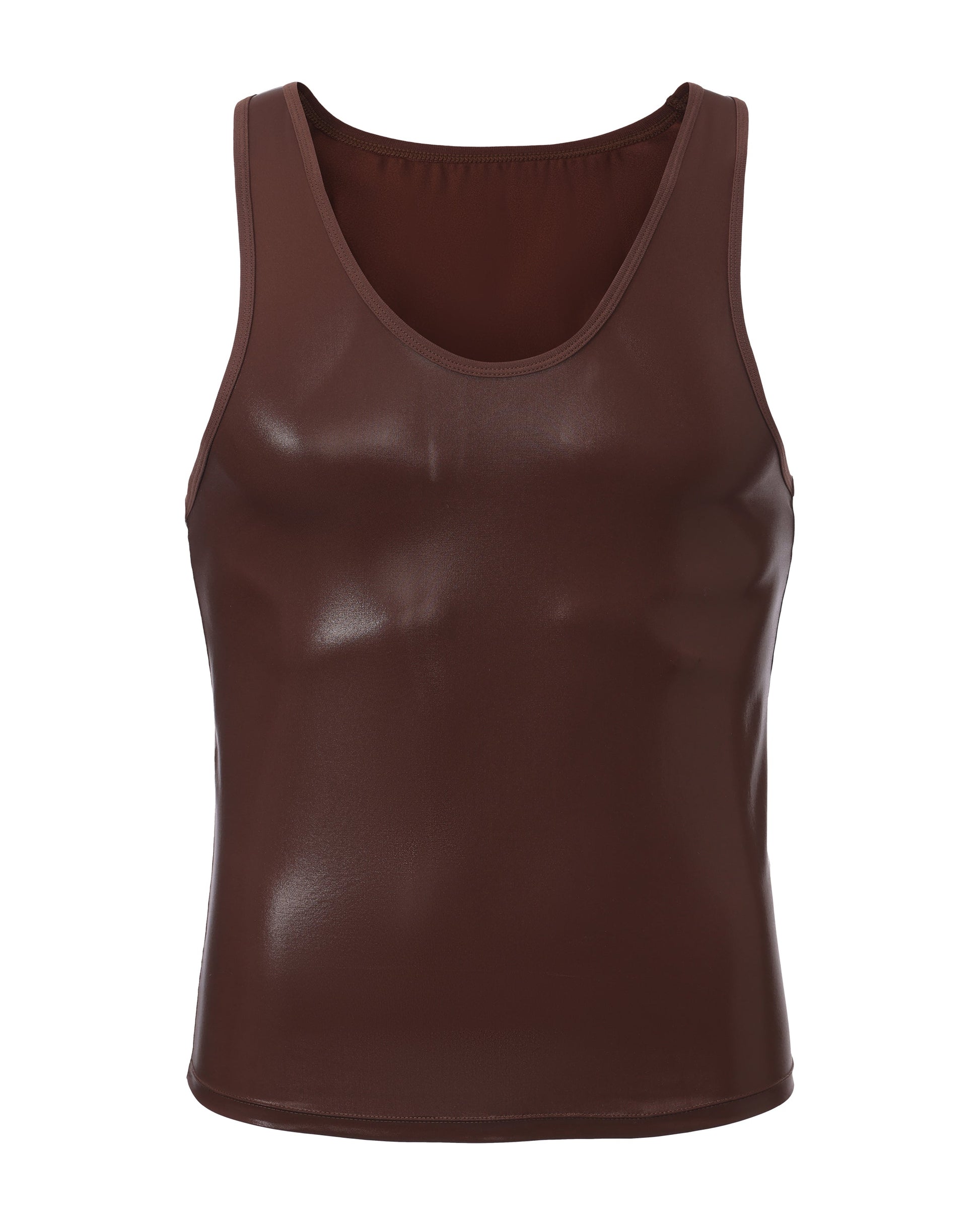 BSZN Liquid Skin Racerback Tank Top in brown, product front view