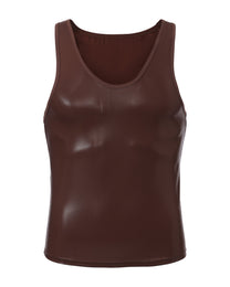 BSZN Liquid Skin Racerback Tank Top in brown, product front view