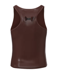 BSZN Liquid Skin Racerback Tank Top in brown, product back view with sculptural upper-back detail