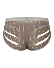 BSZN Thorn-Stripe Slash-Cut Brief, in gray, rear product view