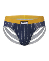 BSZN Thorn-Stripe Slash-Cut Brief, in blue, front product view