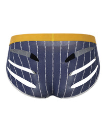 BSZN Thorn-Stripe Slash-Cut Brief, in blue, rear product view