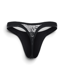 BSZN Black thong, rear product view with narrow center panel.