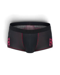 BSZN Black trunks, front product view with pink seams.