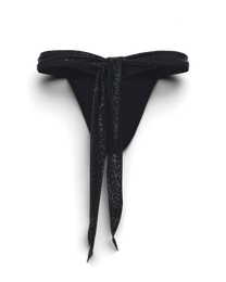 BSZN Black thong, rear product view with long scarf ties.