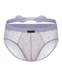 BSZN Sheer Argyle Double-Waist Brief, lavender purple colorway, front product view