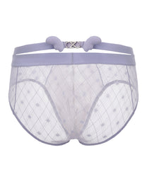 BSZN Sheer Argyle Double-Waist Brief, lavender purple colorway, rear product view