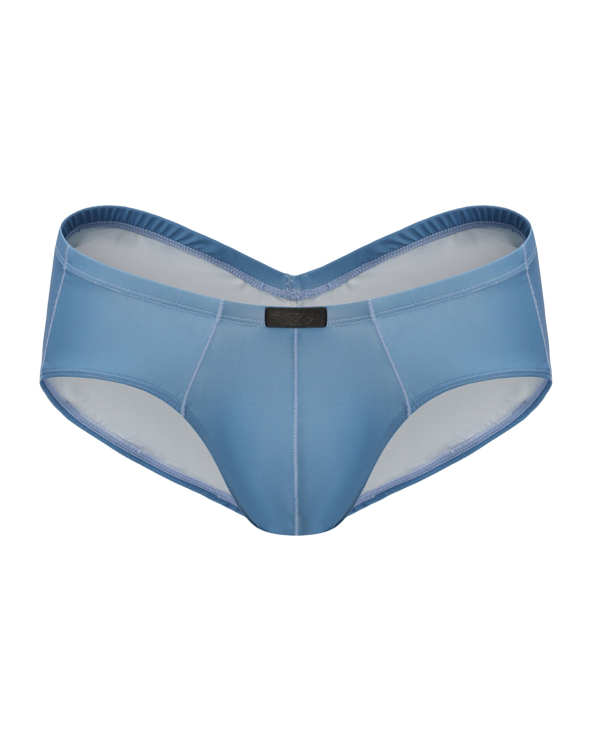 BSZN Sheer V-Waist Ruched-Back Brief, sky blue colorway, front product view