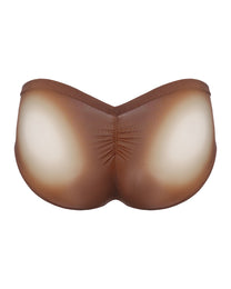 BSZN Sheer V-Waist Ruched-Back Brief, brown colorway, rear product view