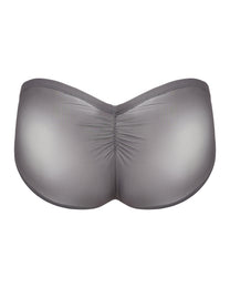 BSZN Sheer V-Waist Ruched-Back Brief, smoke gray colorway, rear product view