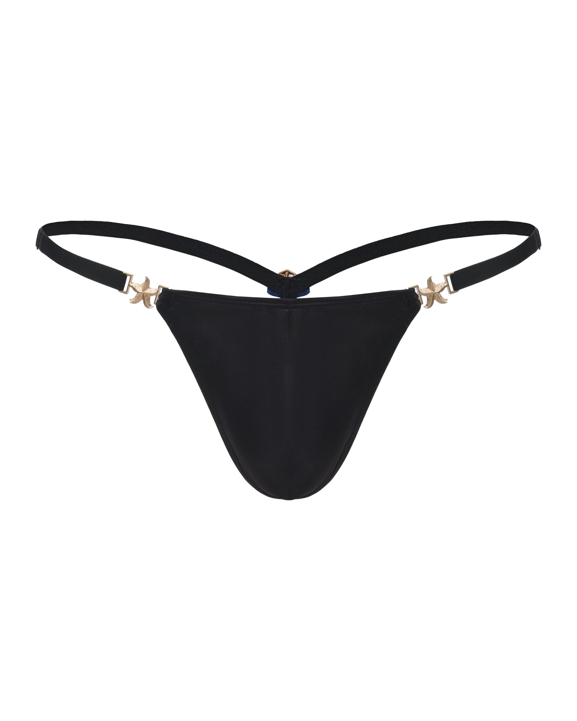 BSZN Ocean Starfish Hardware Thong in black, front product view