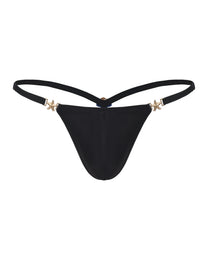 BSZN Ocean Starfish Hardware Thong in black, front product view