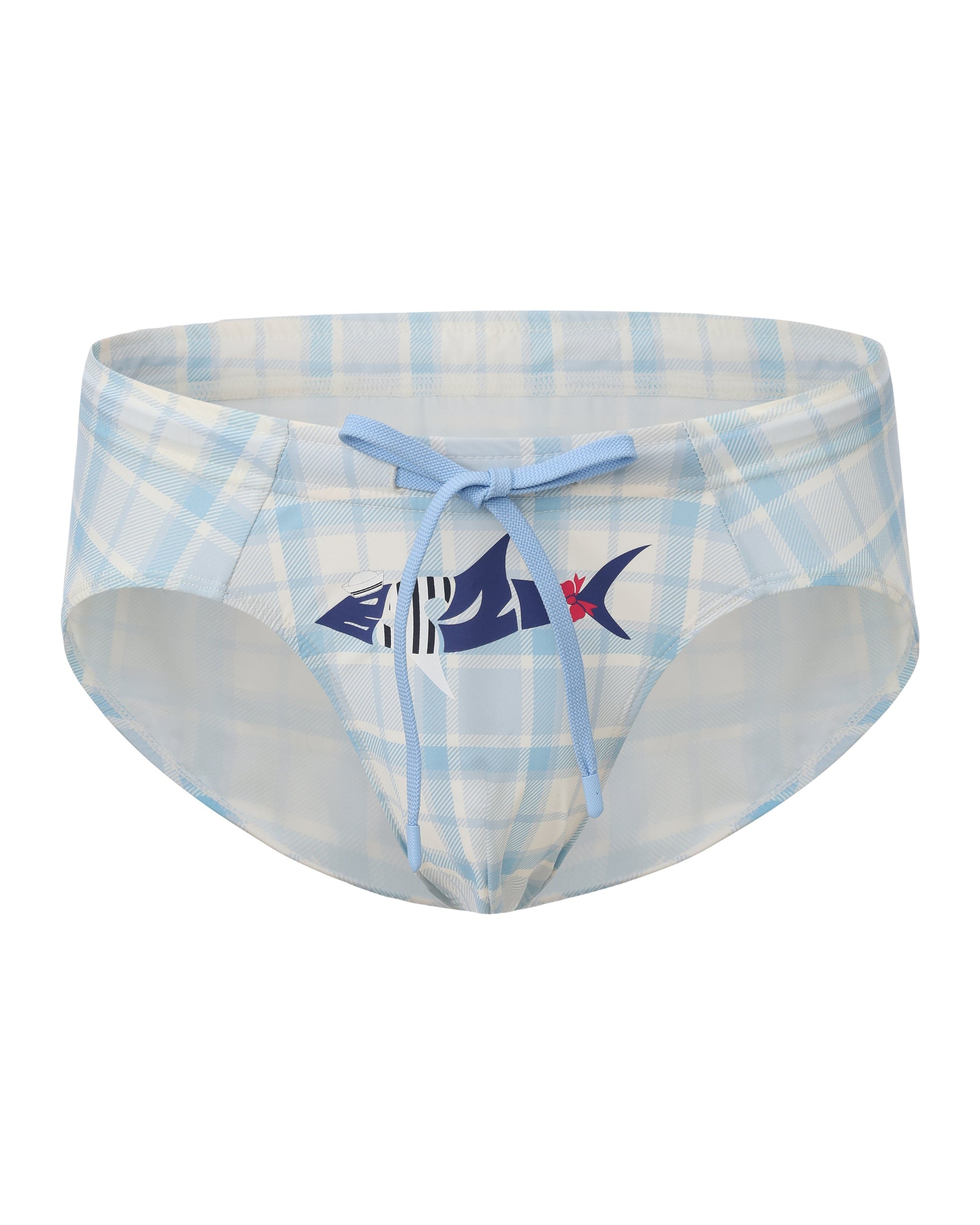 BSZN Sailor Shark Plaid Brief in blue, front product view