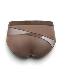 BSZN Midnight Shimmer Mesh-Panel Brief — Brown mesh back product view.