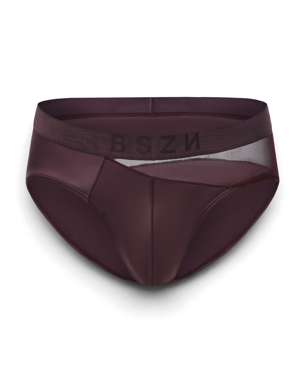 BSZN Midnight Shimmer Mesh-Panel Brief — Purple front product view.
