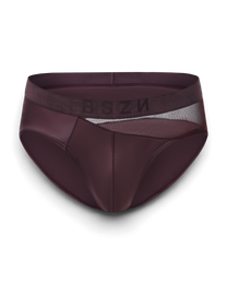 BSZN Midnight Shimmer Mesh-Panel Brief — Purple front product view.
