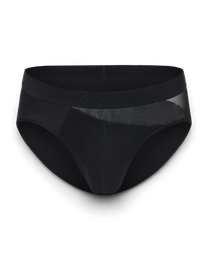 BSZN Midnight Shimmer Mesh-Panel Brief — Black front product view.