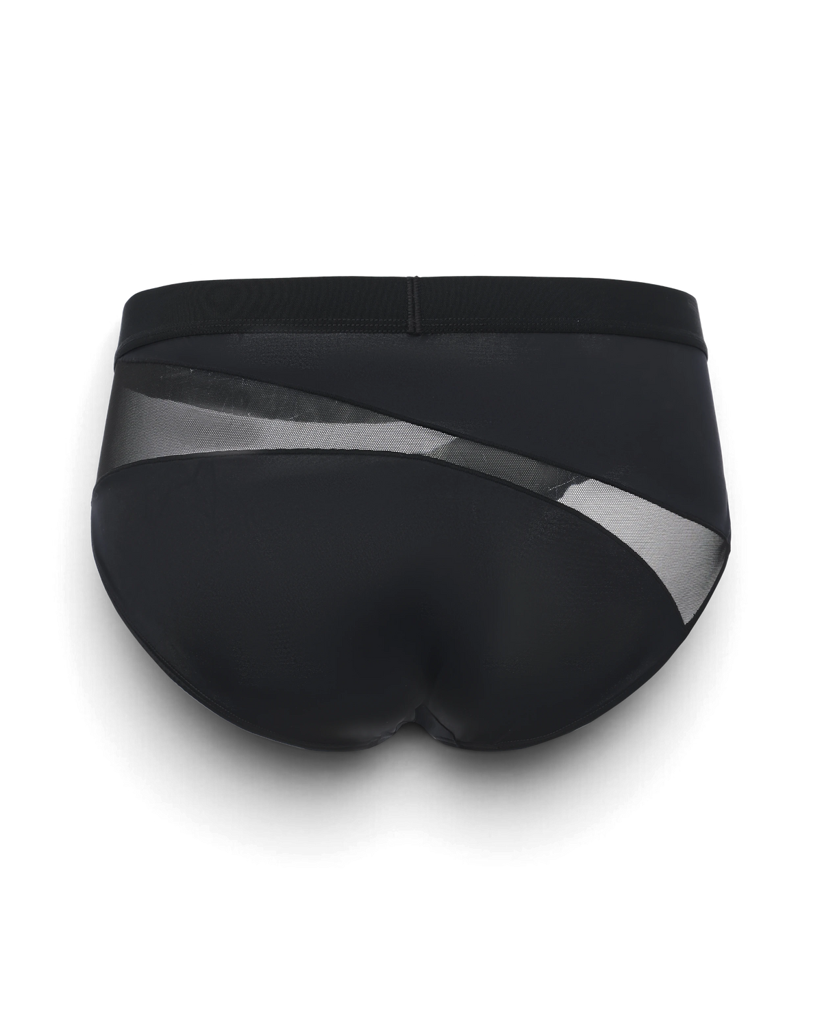 BSZN Midnight Shimmer Mesh-Panel Brief — Black mesh back product view.