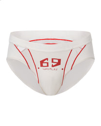 BSZN Tag Out Graphic Mesh Brief in Morning Mist White, front product view