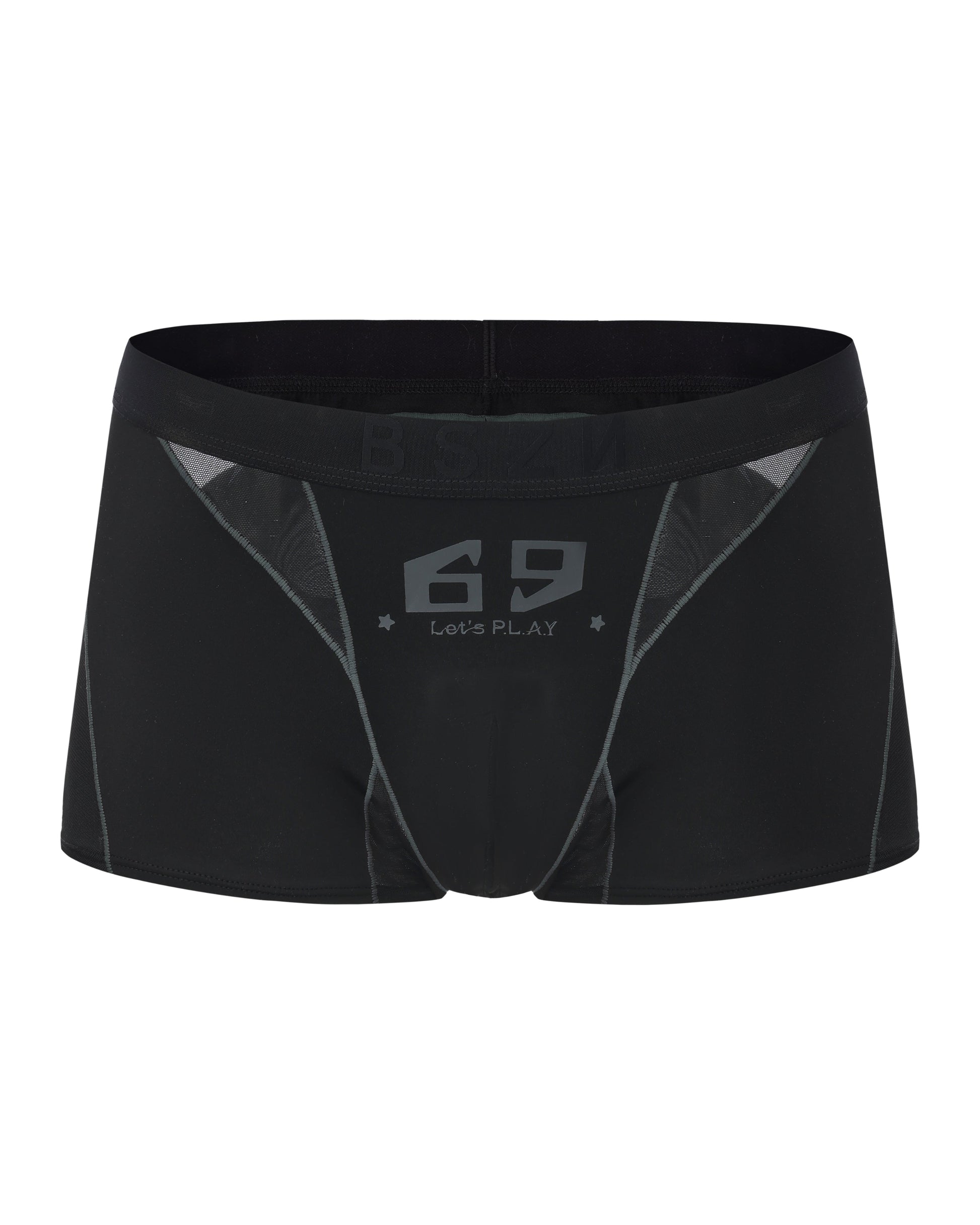 BSZN 69 Mesh-Panel Sport Trunk in black, front product view