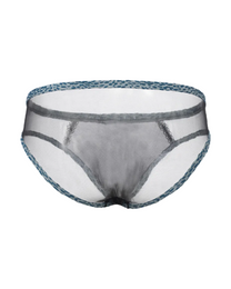 BSZN Contrast Animal-Print Mesh Brief in black with blue trim, back view