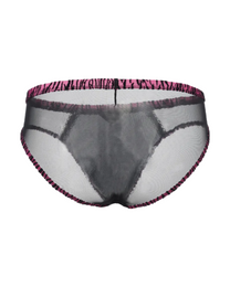 BSZN Contrast Animal-Print Mesh Brief in black with pink trim, back view