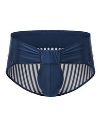 BSZN Ruched Sailor Stripe Mesh Brief in navy, front product view