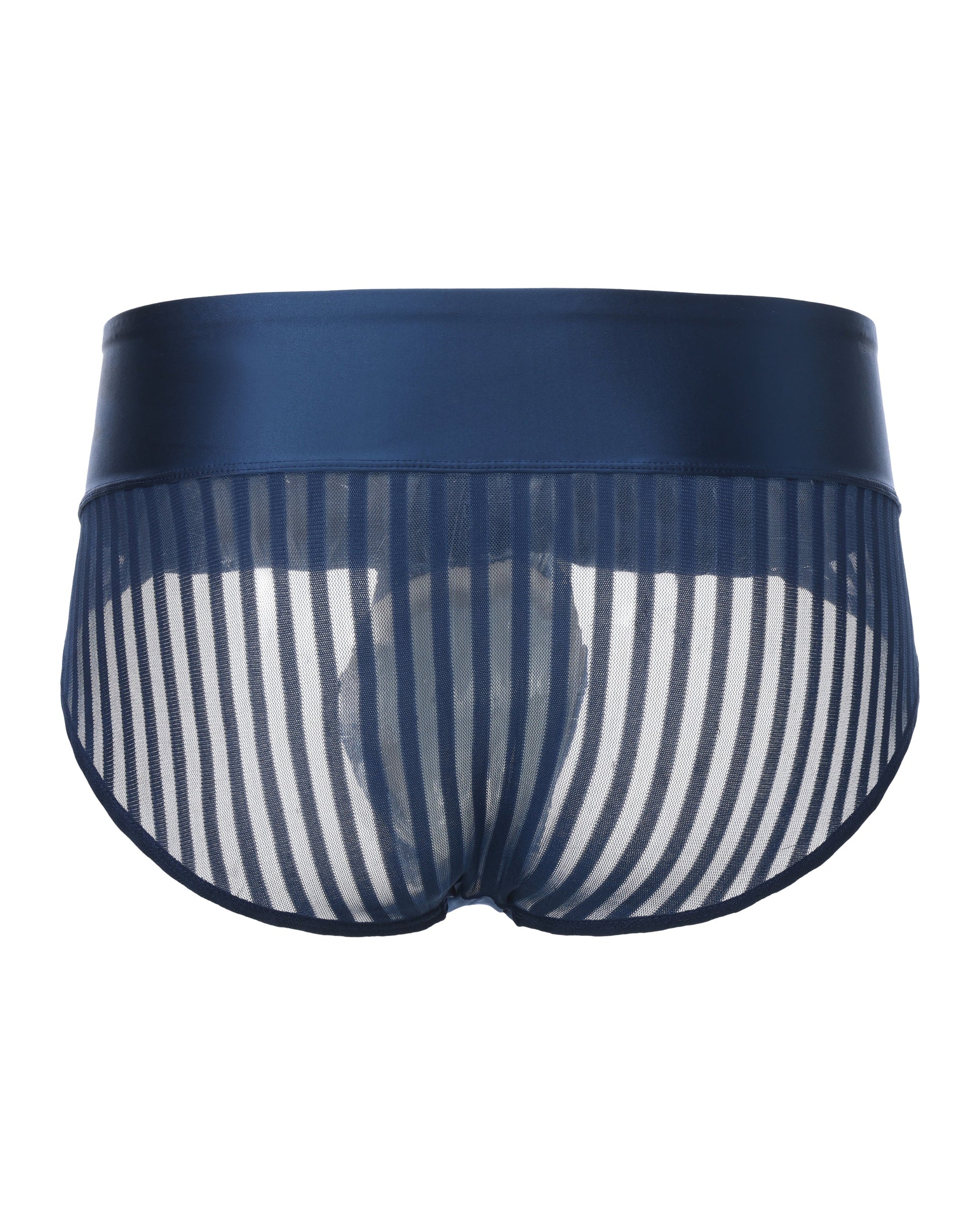 BSZN Ruched Sailor Stripe Mesh Brief, sheer striped back product view