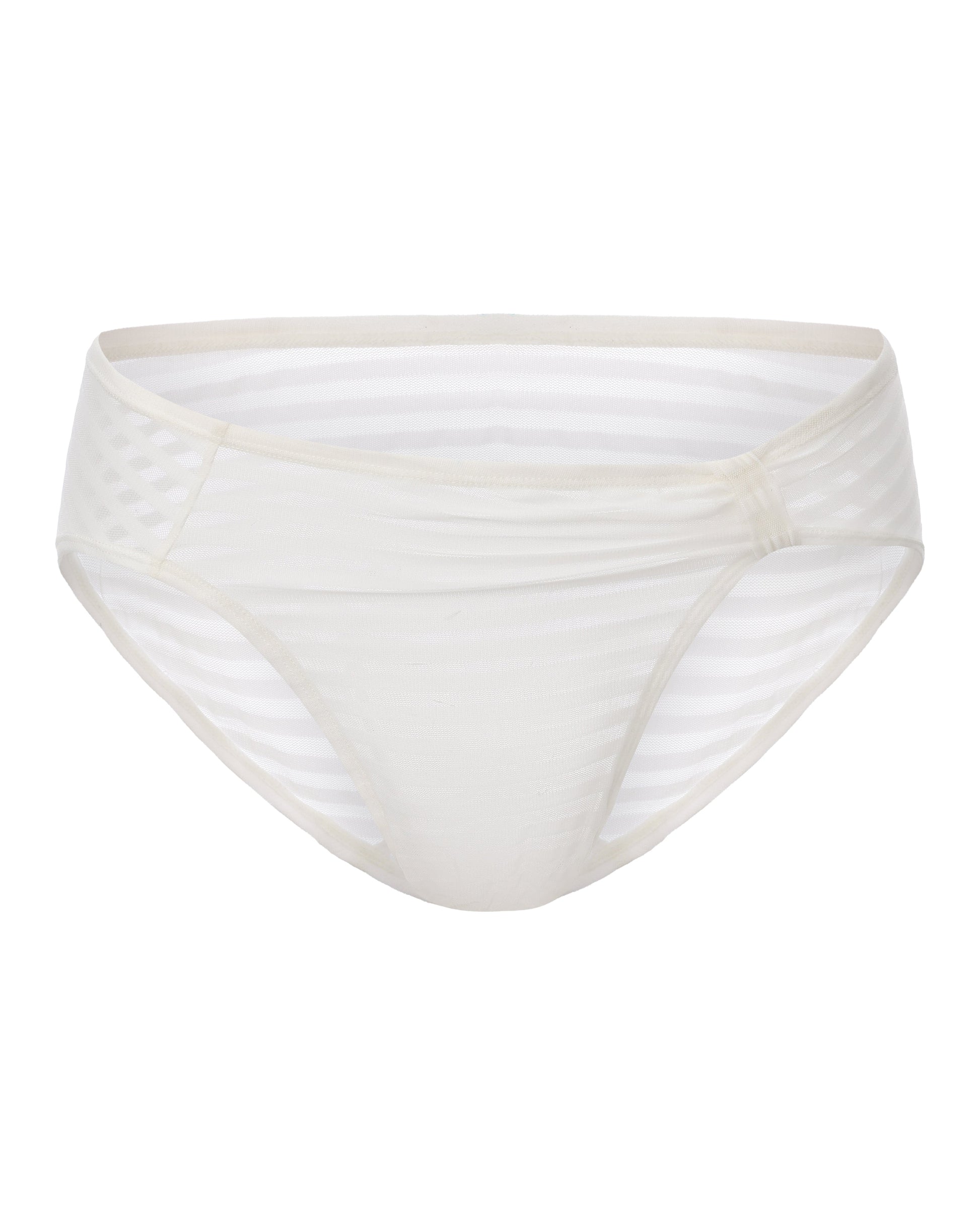 BSZN Ruched Sheer Stripe Brief in white, front product view