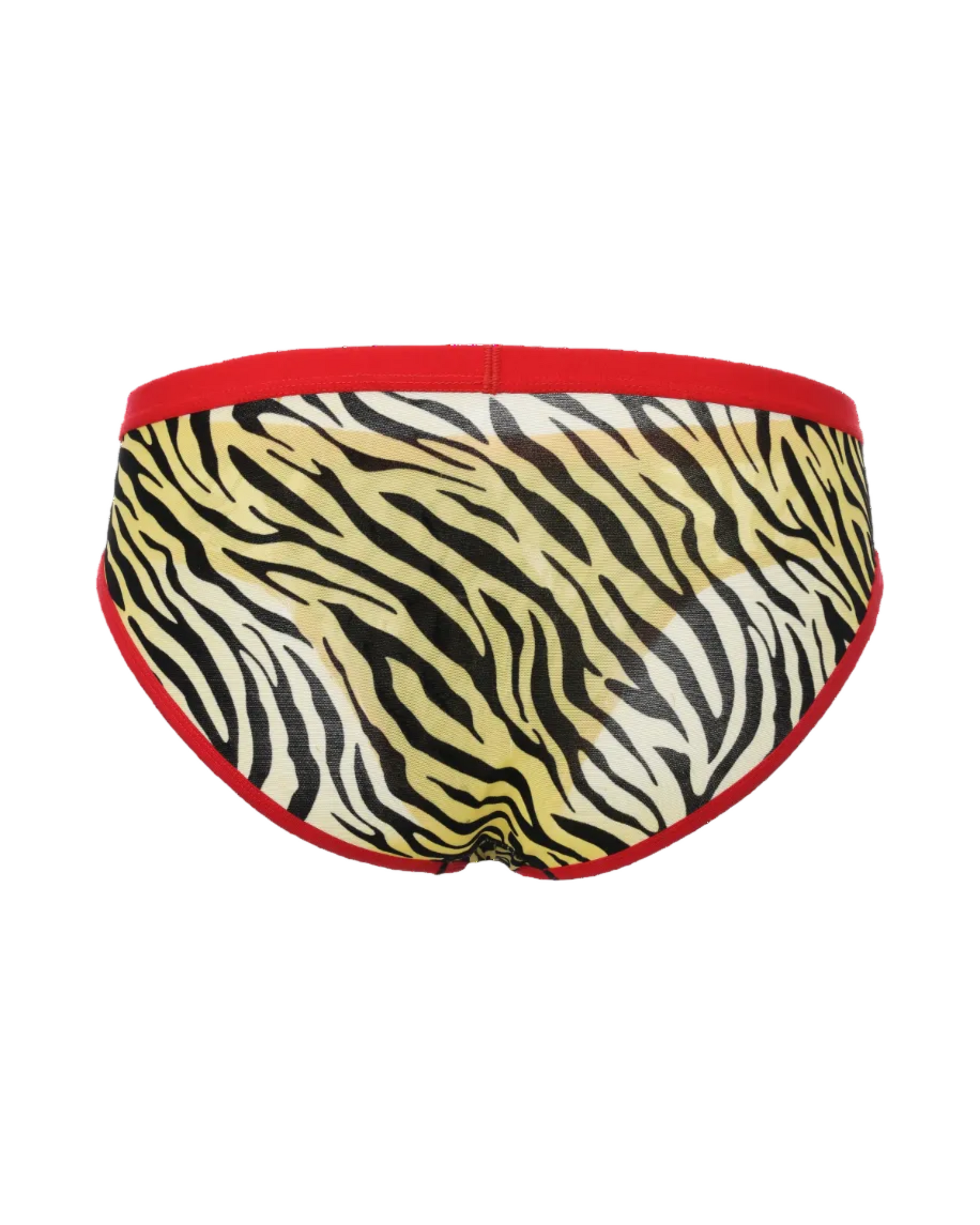 BSZN Contrast Animal-Print Mesh Brief in yellow, back view