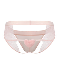 BSZN Pom-Pom Lace Jockstrap, rear product view with pale pink pom-pom