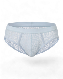 BSZN Sheer Leopard Mesh Brief in pale blue, product front view