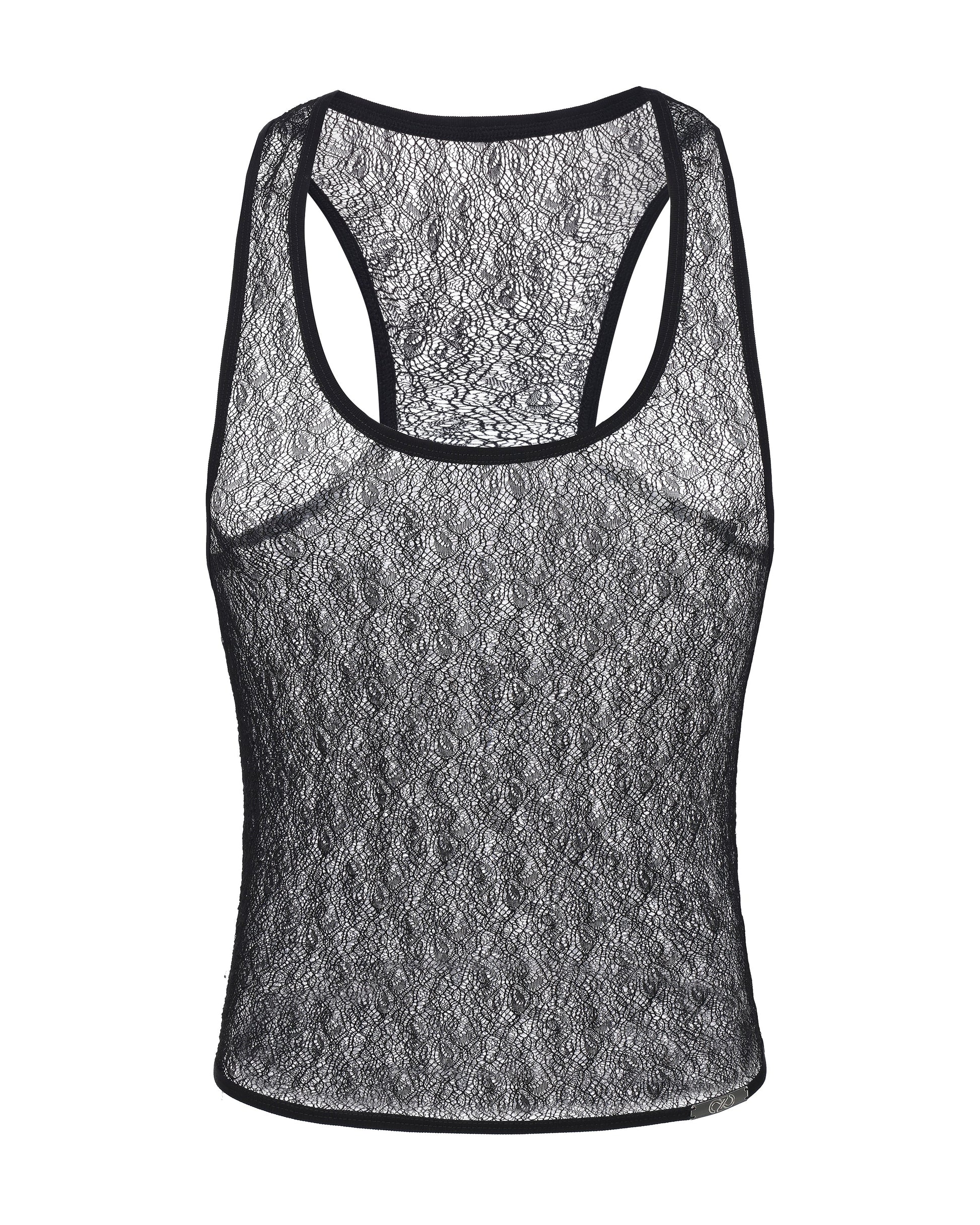 Distressed Mesh Cutout Tank Top - product view 1