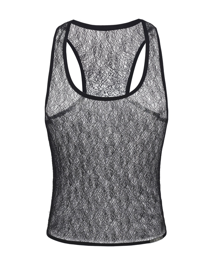 Distressed Mesh Cutout Tank Top - product view 1