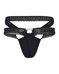 Adjustable Lace Cutout Brief with crossed lace panels