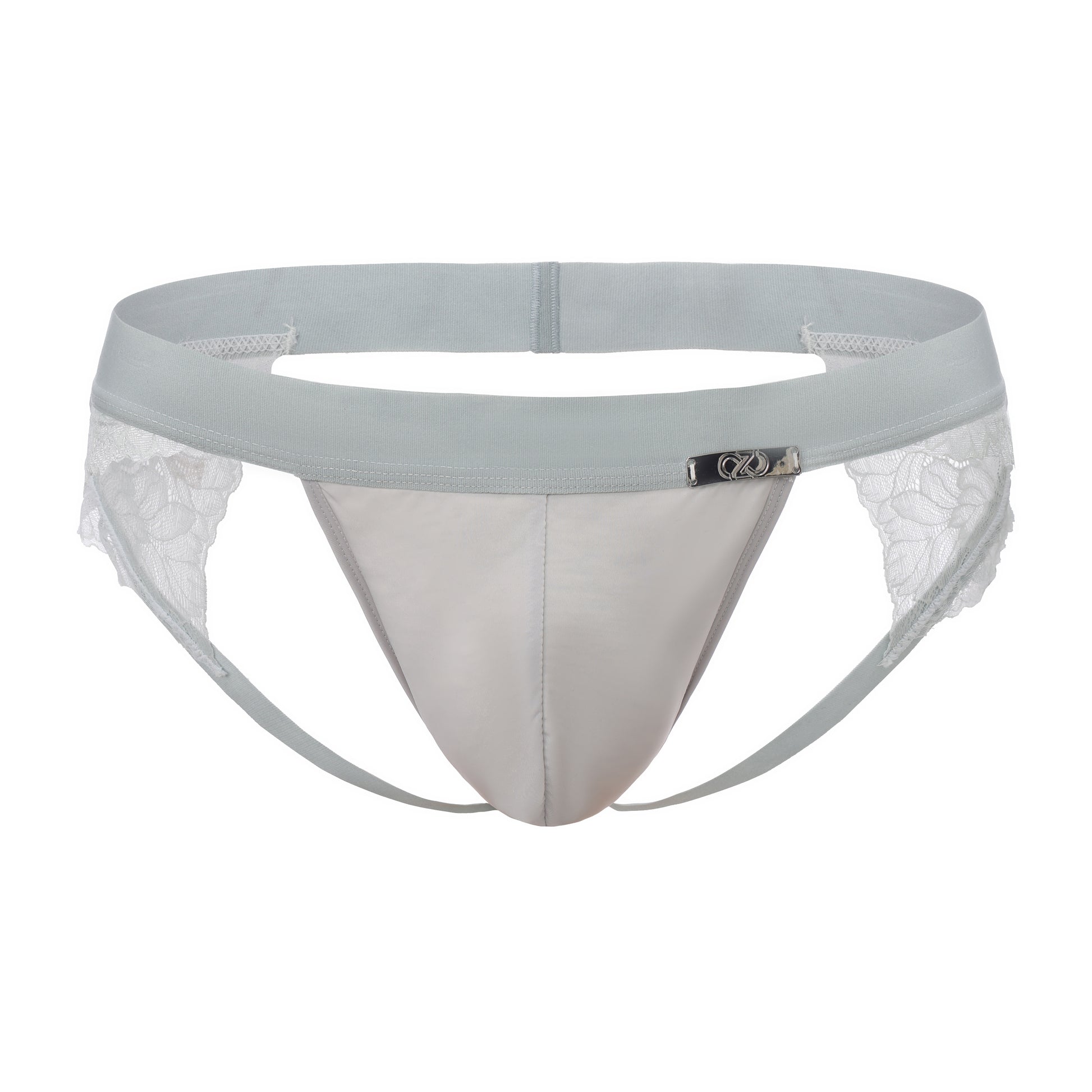 BSZN Scalloped Lace Jockstrap in blue, front product view