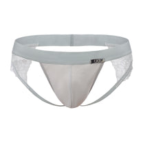 BSZN Scalloped Lace Jockstrap in blue, front product view