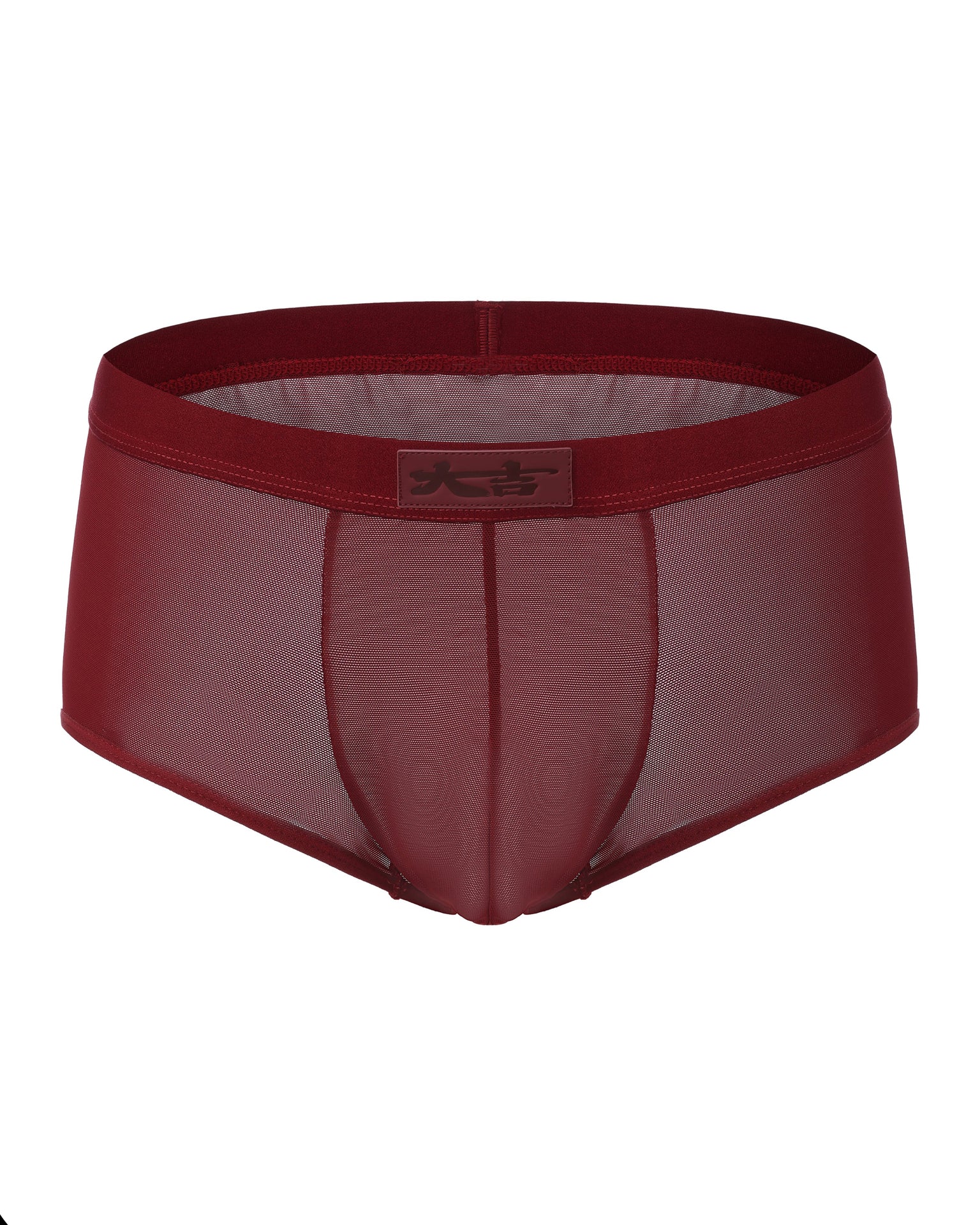 BSZN Good Fortune Sheer Mesh Trunk in deep red, product front view