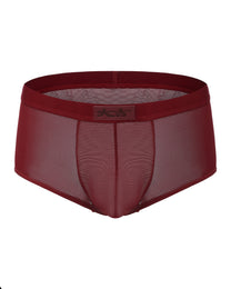 BSZN Good Fortune Sheer Mesh Trunk in deep red, product front view