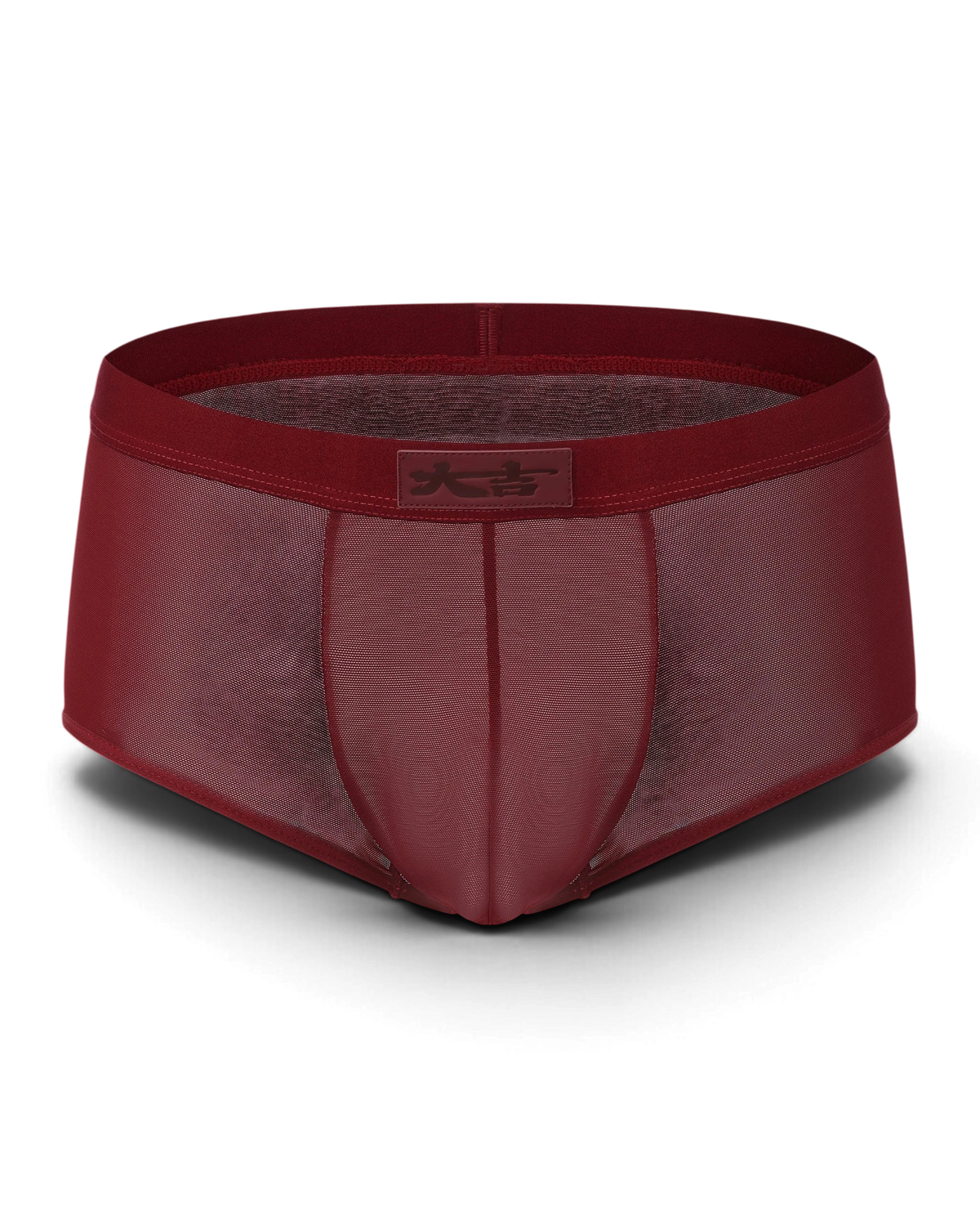 BSZN Good Fortune Sheer Mesh Trunk in deep red, product front view