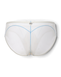 BSZN Sheer Contrast-Seam Brief — White back product view.