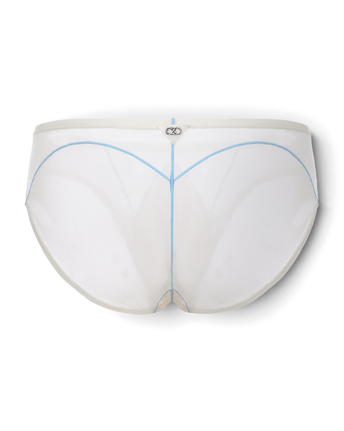 BSZN Sheer Contrast-Seam Brief — White back product view.