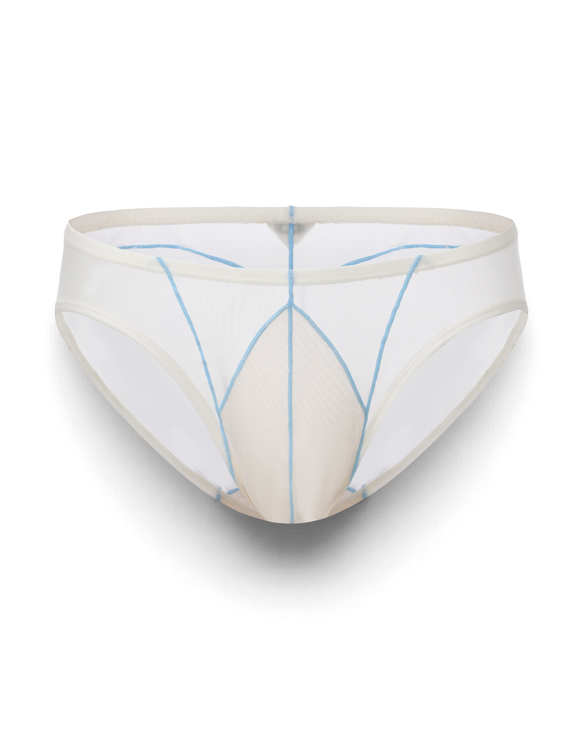 BSZN Sheer Contrast-Seam Brief — White front product view.