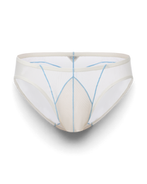 BSZN Sheer Contrast-Seam Brief — White front product view.