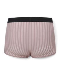 BSZN Bold Gentleman Trunk，灰蓝色半透明男士平角内裤，带有垂直条纹纹理和黑色弹性腰带，背面设计有提臀缝线。