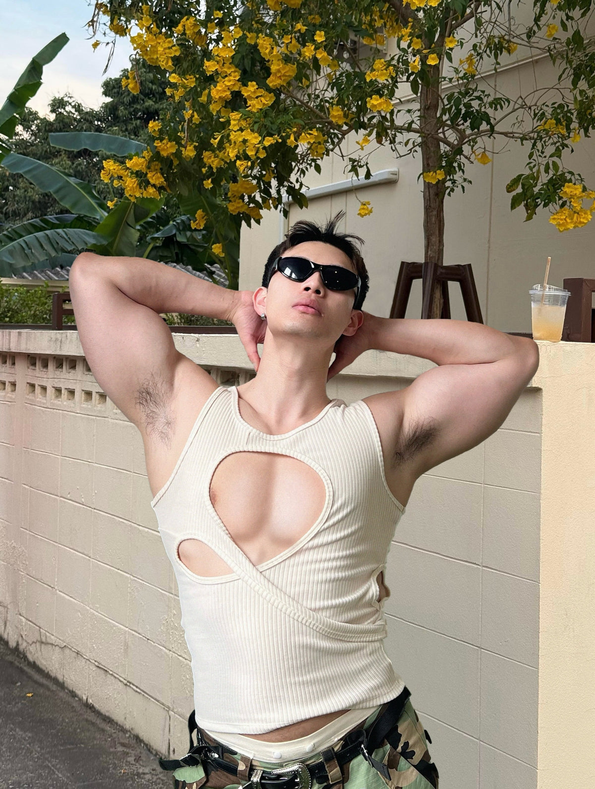 BSZN Club — Asymmetric Cutout Ribbed Tank Top — look 5
