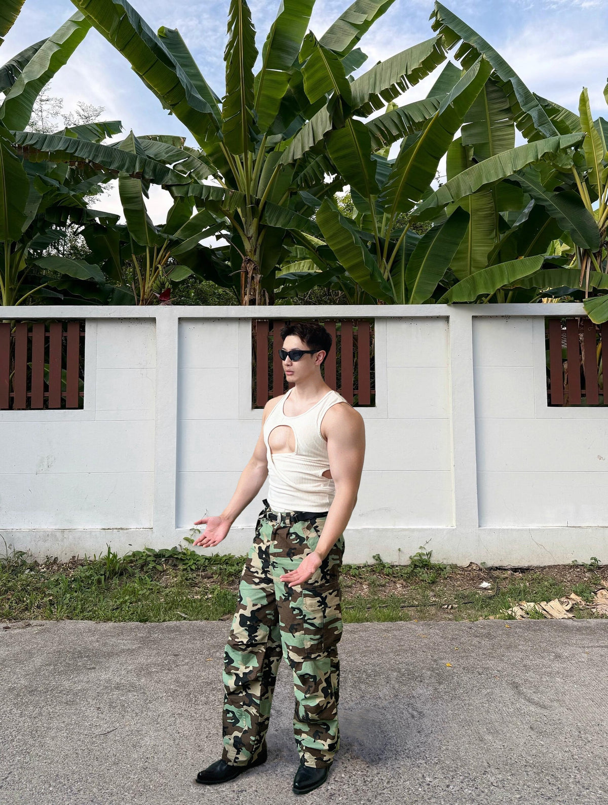 BSZN Club — Asymmetric Cutout Ribbed Tank Top — look 6