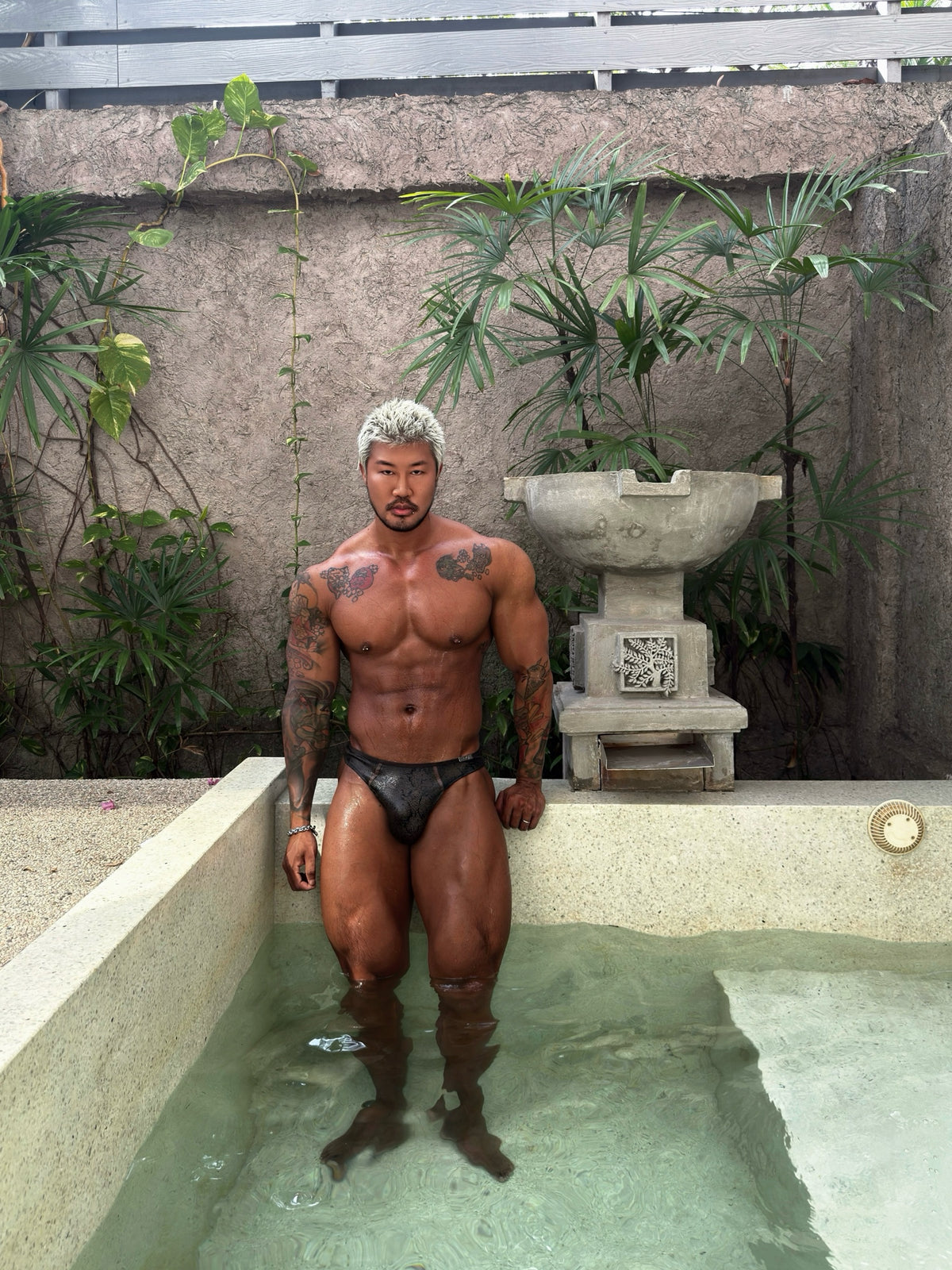 BSZN Club — Snake-Print Sheer Mesh Thong — look 14
