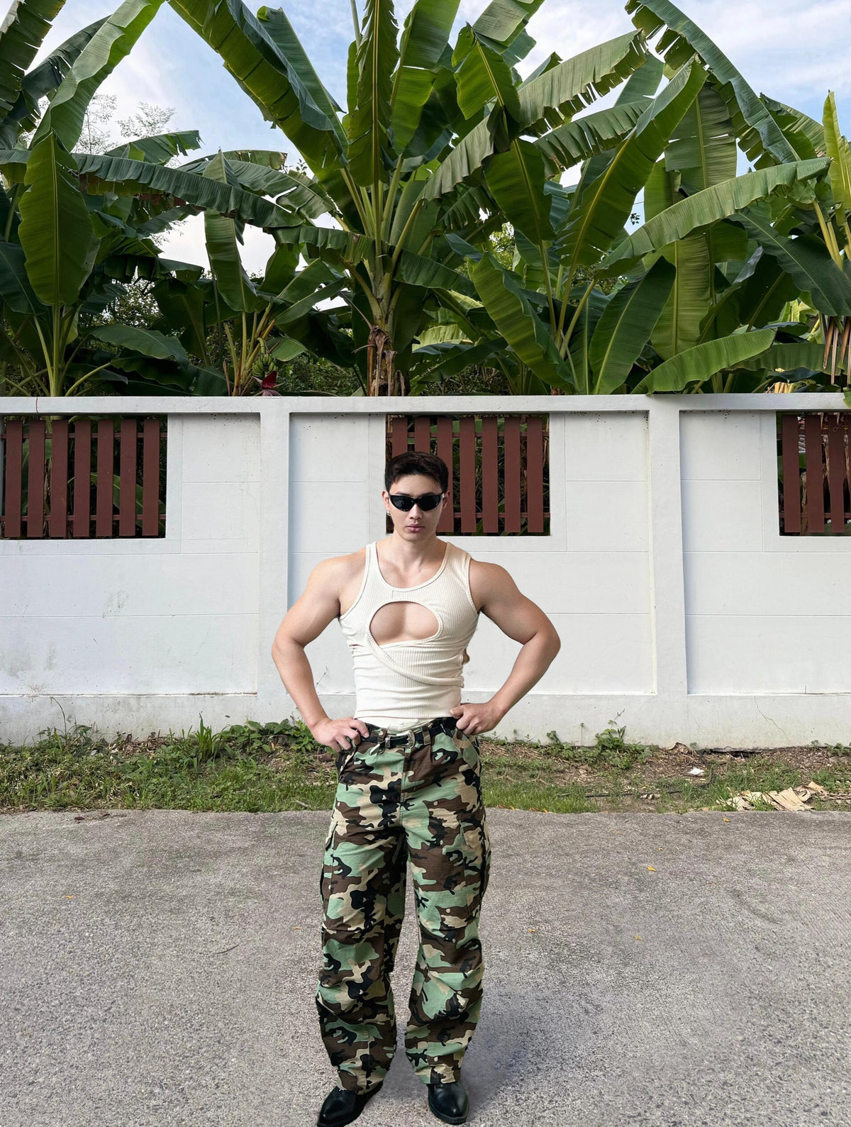 BSZN Club — Asymmetric Cutout Ribbed Tank Top — look 7